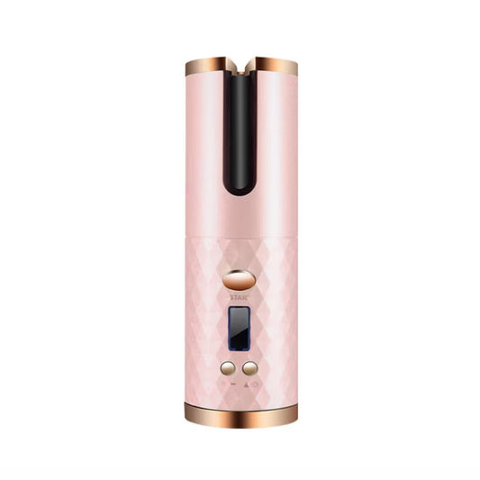 Portable Auto Wireless USB Ceramic Hair Curler Mini Cordless Rechargeable LCD Temperature PTC Rotating Automatic Curling Iron