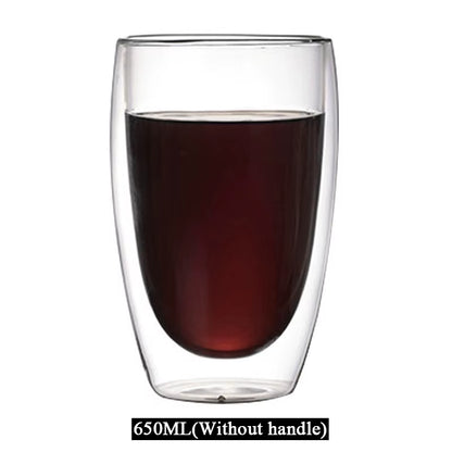 1-6PCS 80-650Ml Double Wall Glass Clear Handmade Heat Resistant Tea Cups Healthy Drink Coffee Milk Mug Insulated Shot Glass Gift