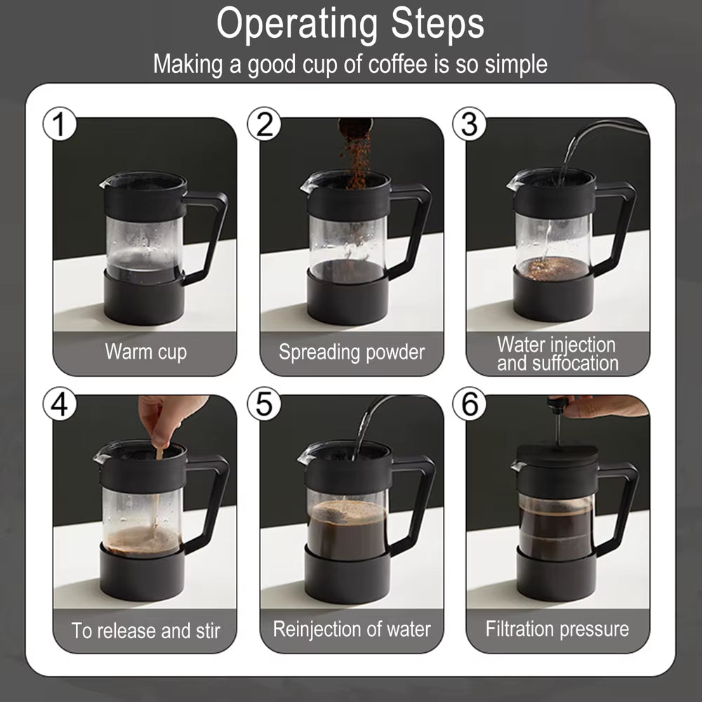 350Ml/600Ml French Press Pot Thickened High Borosilicate Glass Home French Press Pot Multi-Purpose Coffee Maker Kitchen Supplies