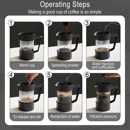 350Ml/600Ml French Press Pot Thickened High Borosilicate Glass Home French Press Pot Multi-Purpose Coffee Maker Kitchen Supplies