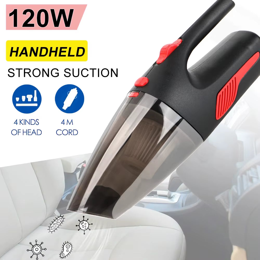 120W 12V 5000PA Super Suction Wet Dry Dual-Use Cigar Lighter Adapter Handheld Car Vacuum Cleaner Interior Accessories Universal
