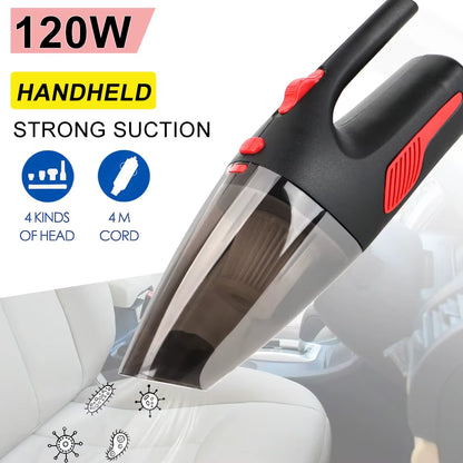 120W 12V 5000PA Super Suction Wet Dry Dual-Use Cigar Lighter Adapter Handheld Car Vacuum Cleaner Interior Accessories Universal