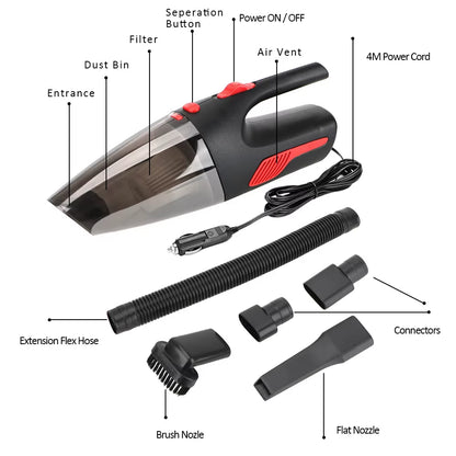 120W 12V 5000PA Super Suction Wet Dry Dual-Use Cigar Lighter Adapter Handheld Car Vacuum Cleaner Interior Accessories Universal