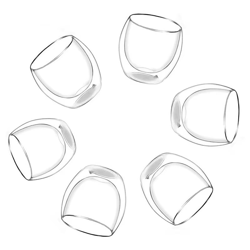 1-6PCS 80-650Ml Double Wall Glass Clear Handmade Heat Resistant Tea Cups Healthy Drink Coffee Milk Mug Insulated Shot Glass Gift