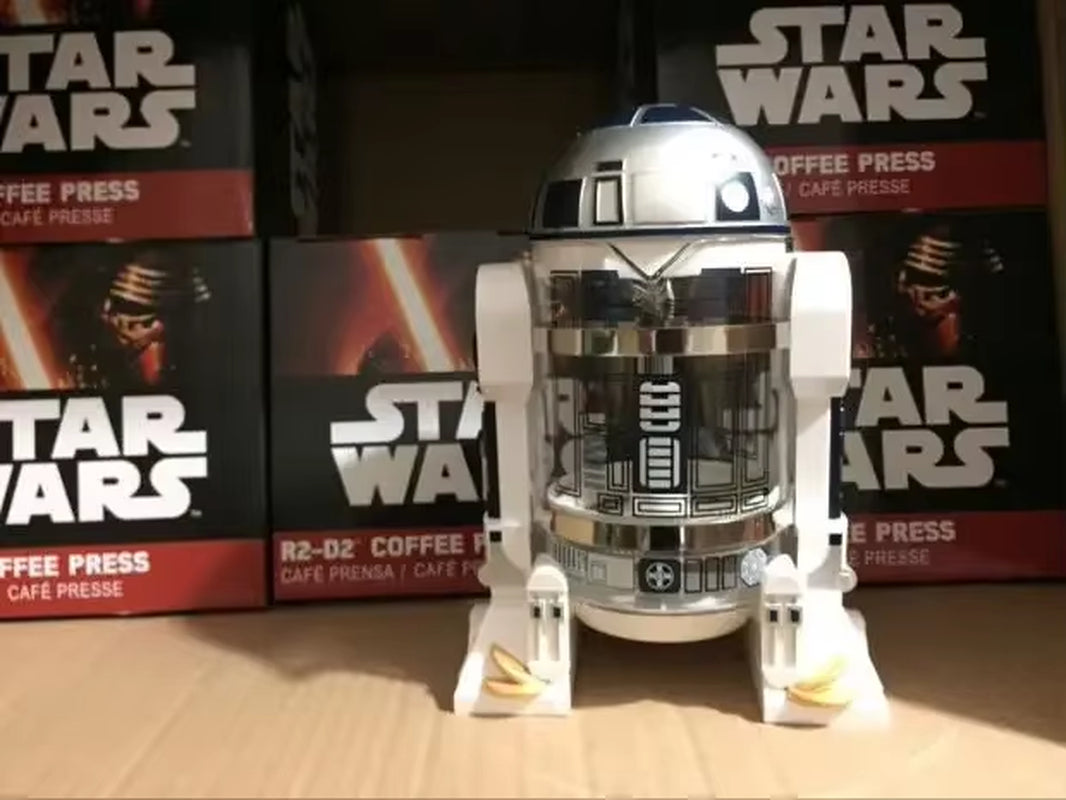 960Ml Moka Hand Coffee Maker R2-D2 Cartoon Star Wars Robot Office Home Manual Thermal Stainless Steel Pressing Mini Coffee Pot