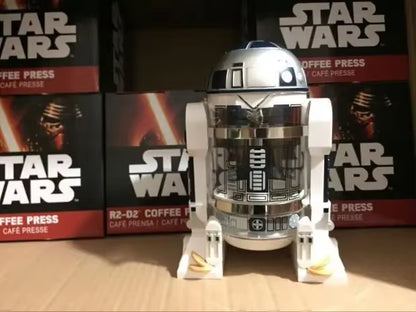 960Ml Moka Hand Coffee Maker R2-D2 Cartoon Star Wars Robot Office Home Manual Thermal Stainless Steel Pressing Mini Coffee Pot