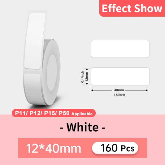 P12 MINI Bluetooth Thermal Label Printer with 1Roll 0.59"X1.18" White Adhesive Sticker Label Support DIY Label
