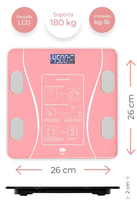 Báscula Electrónica Bluetooth Digital Inteligente Color Rosa