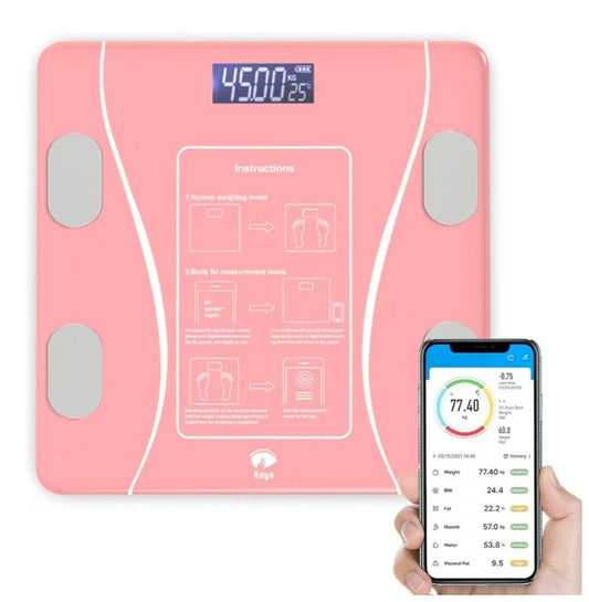 Báscula Electrónica Bluetooth Digital Inteligente Color Rosa