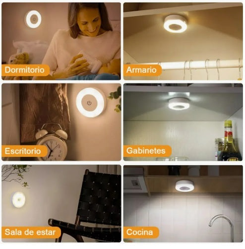 Set 6 Piezas Luz LED para Clóset – Recargable USB y Táctil